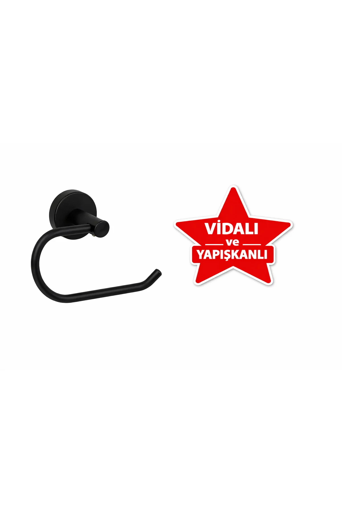YAPIŞKANLI VE VİDALI SİYAH KAPAKSIZ WC KAĞITLIK