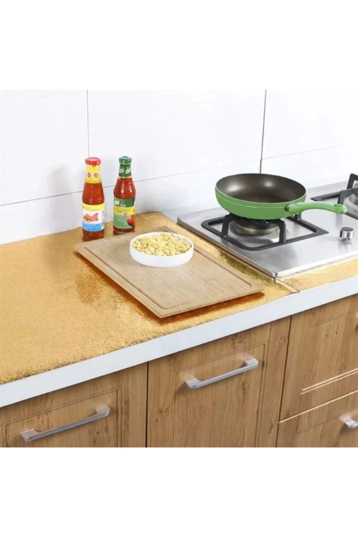 Yapışlı Gold Mutfak Tezgah Folyosu