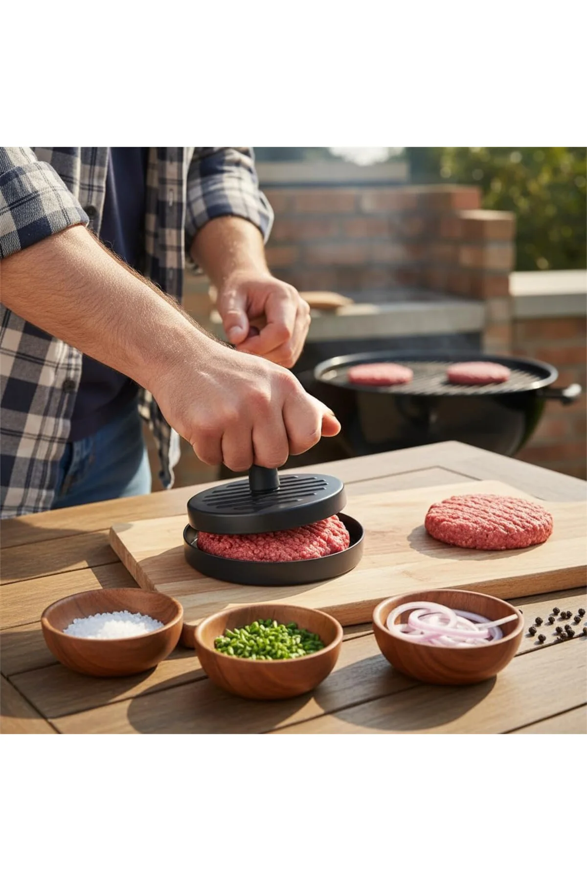 Yapışmaz Büyük Boy Hamburger Köfte Kalıbı - Paslanmaz Çelik Karbo
