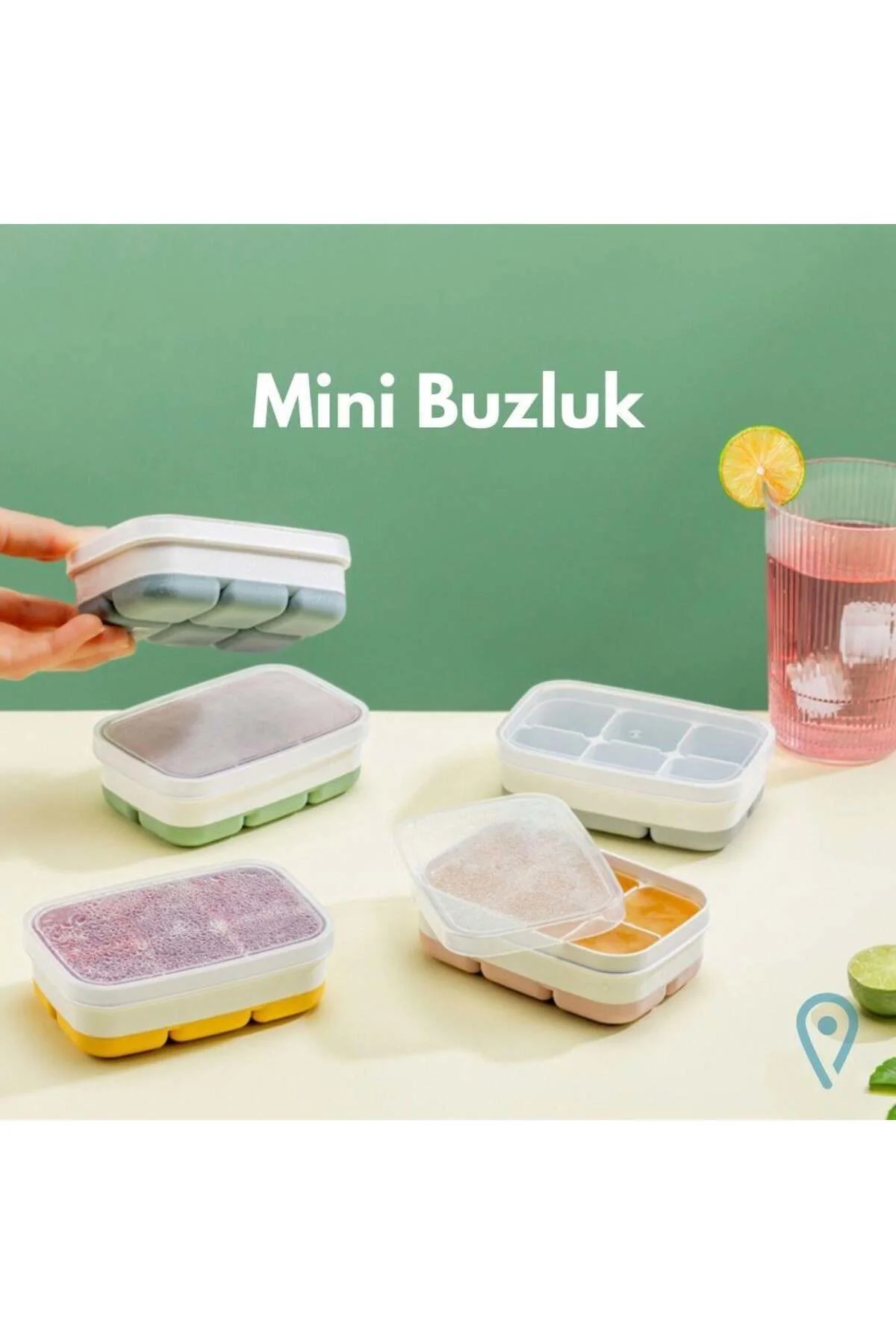 Yapışmaz Kapaklı Mini Buzluk – 6 Bölmeli, Kolay Çıkarılabilir Küp