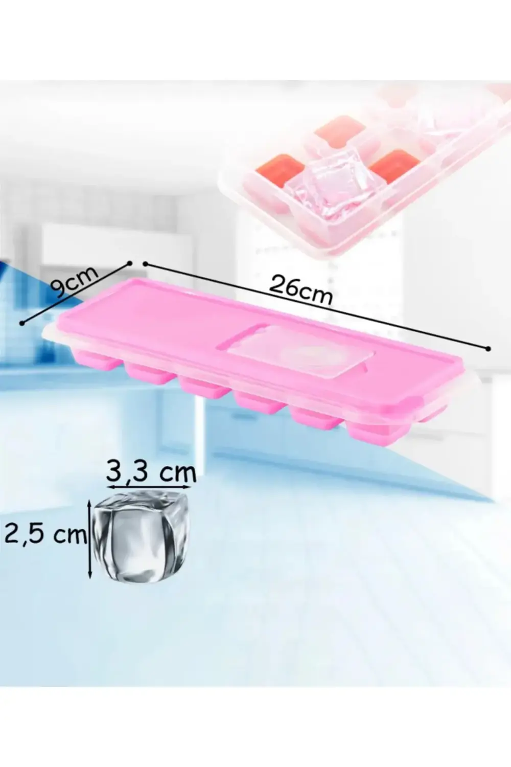 Yapışmaz Silikon Bas Çıkar Buzluk Buz Kalıbı