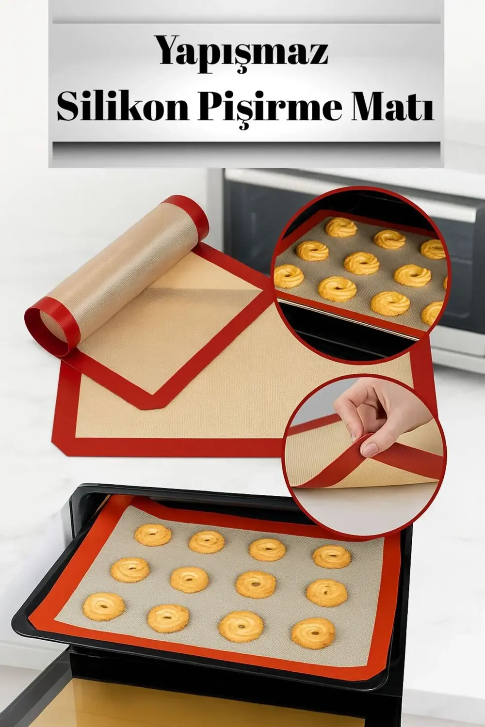 Yapışmaz Silikon Pişirme Matı Kurabiye ve Hamur Altlığı Fırın Kağ