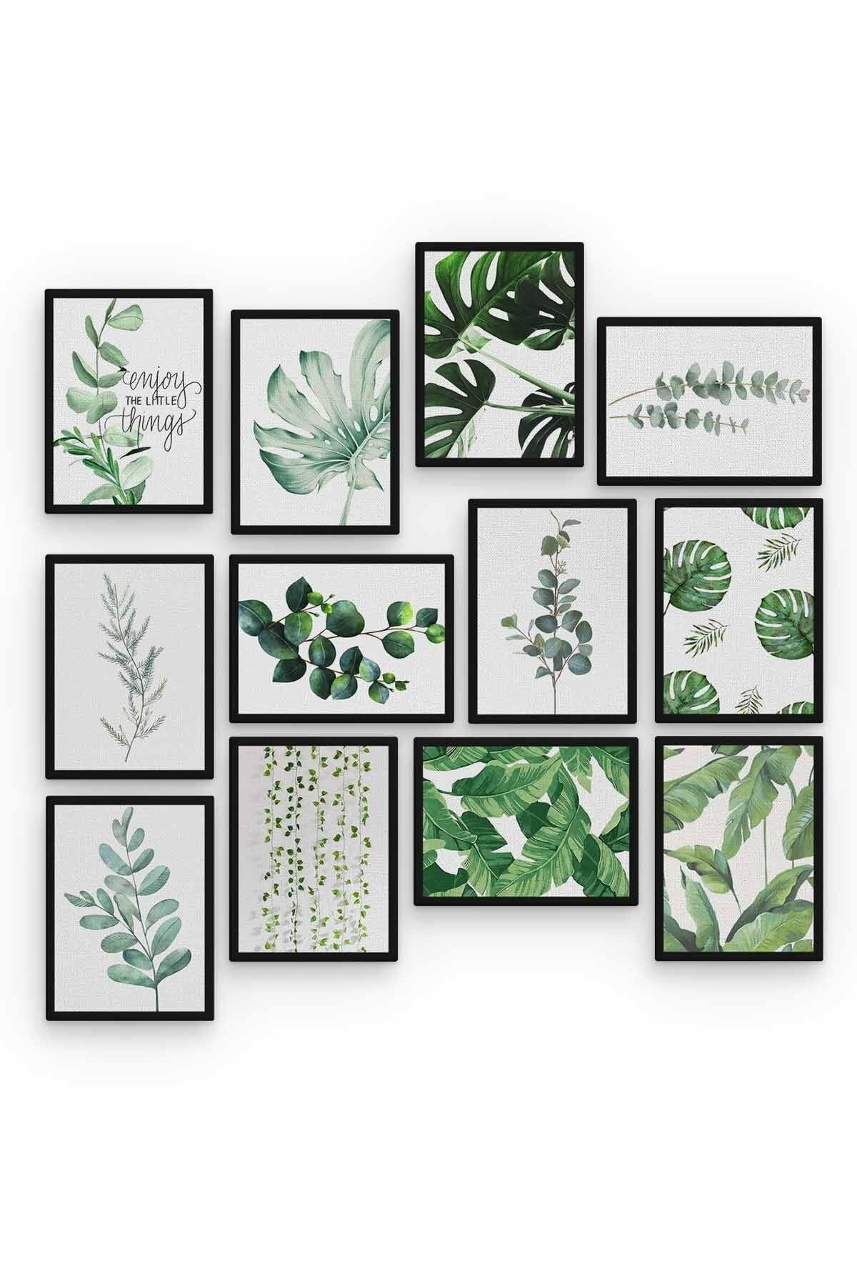 Yaprak 12 Parça Ahşap Mdf Tablo Zlltb240