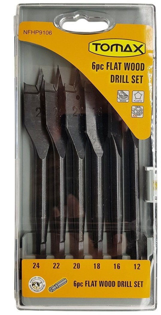 Yaprak Ahşap Matkap Ucu Takımı 12-24 mm - 6 Parçalı