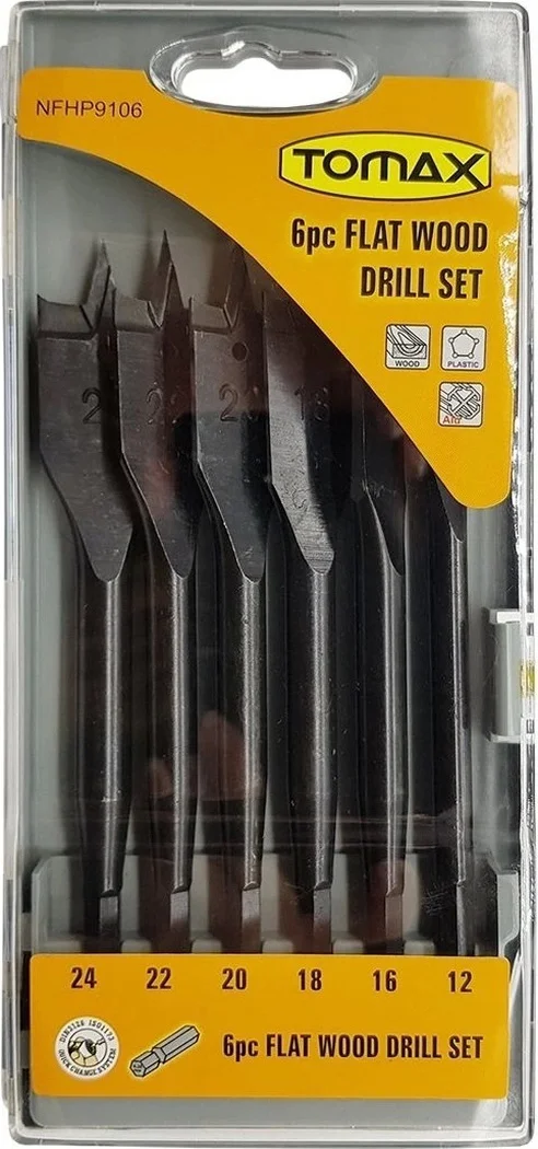 Yaprak Ahşap Matkap Ucu Takımı 12-24 Mm - 6 Parçalı