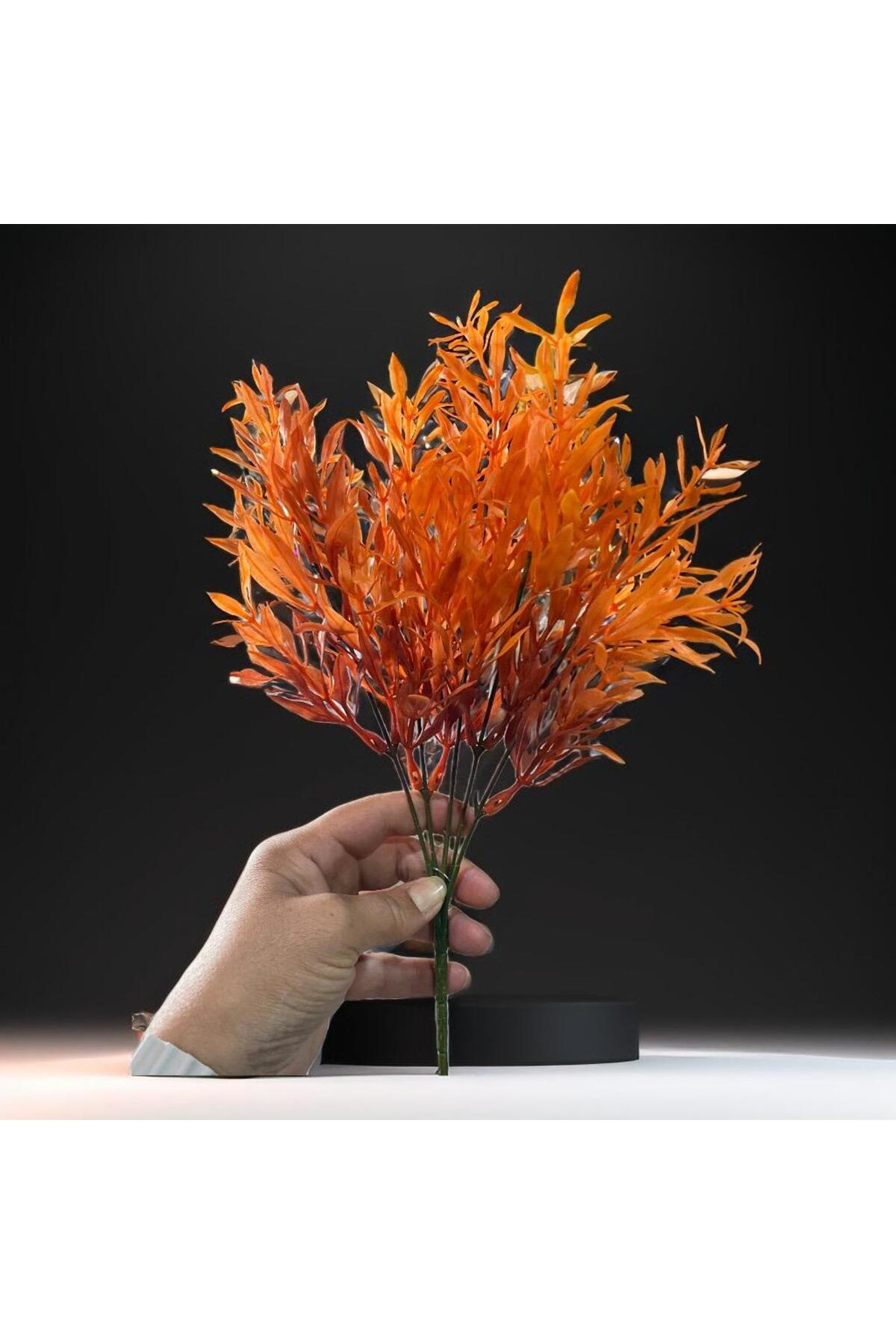Elif Aksesuar Yaprak Bitki Turuncu Tek Dal 35 Cm