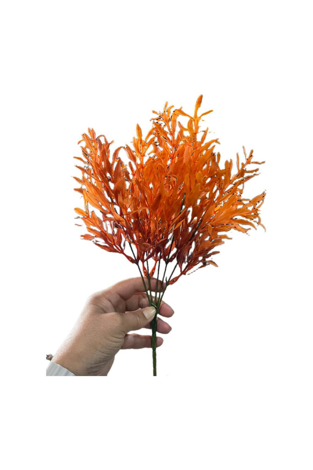 Elif Aksesuar Yaprak Bitki Turuncu Tek Dal 35 Cm