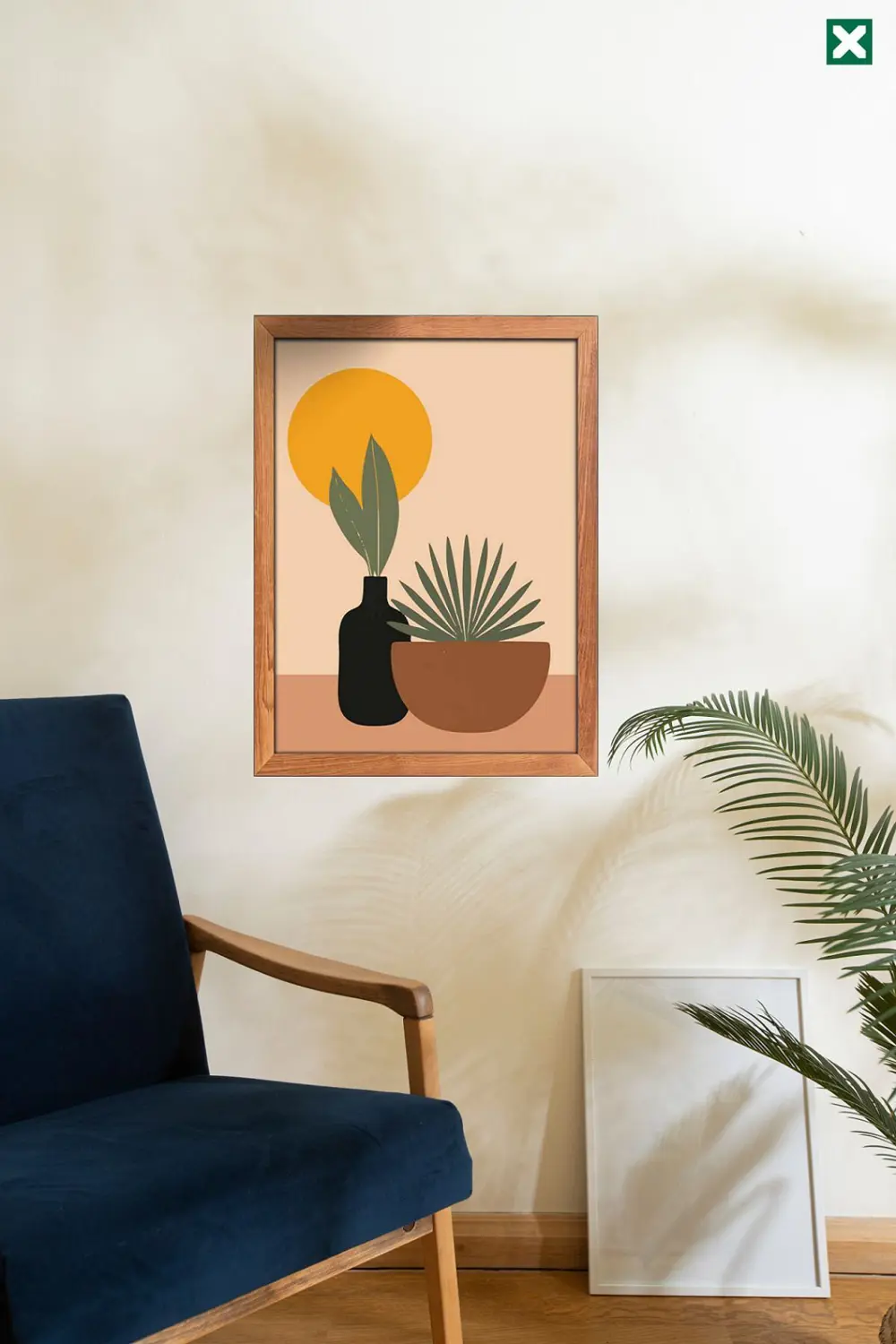 Yaprak Bohem 3' lü Set, Çerçeve Görünümlü Modern Mdf Tablo