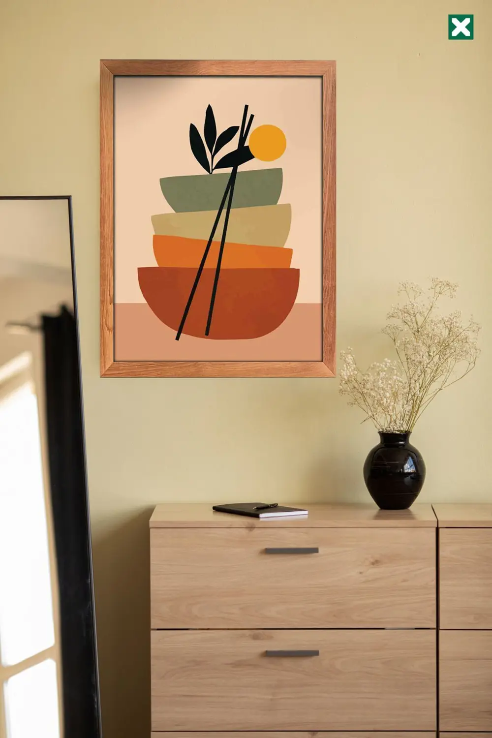 Yaprak Bohem 3' lü Set, Çerçeve Görünümlü Modern Mdf Tablo