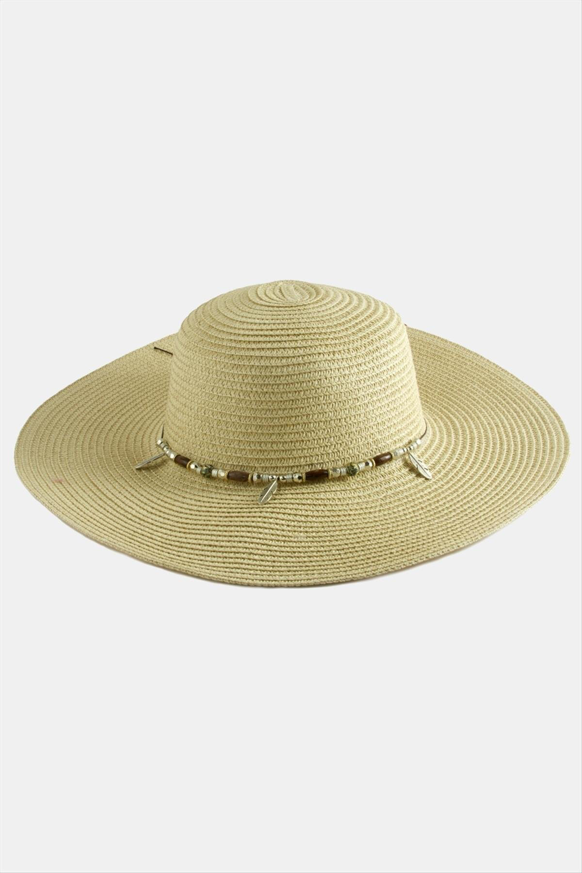 Yaprak Boncuklu Hasır Şapka Yaprak Boncuklu Hasır Şapka