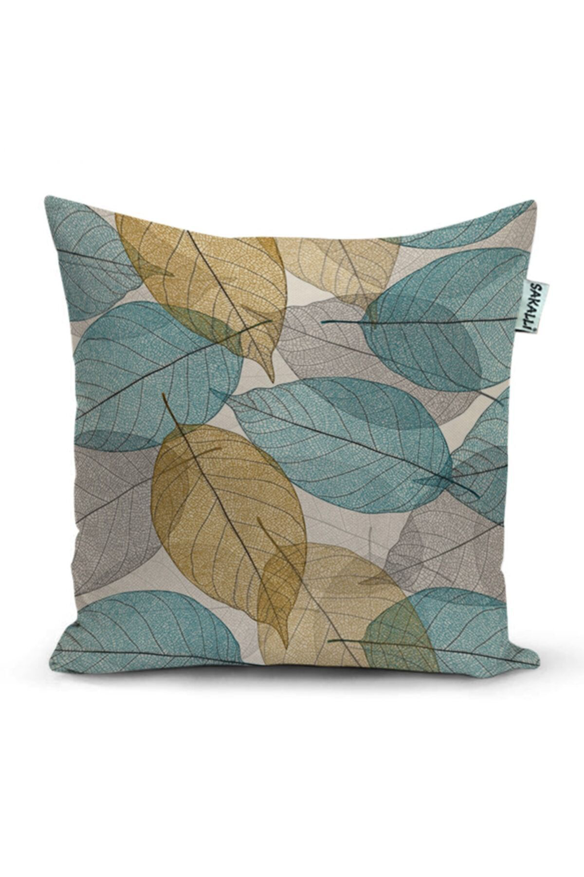 Sakallı Yaprak Desen 3D Digital Baskılı Dekoratif Kırlent Kılıfı