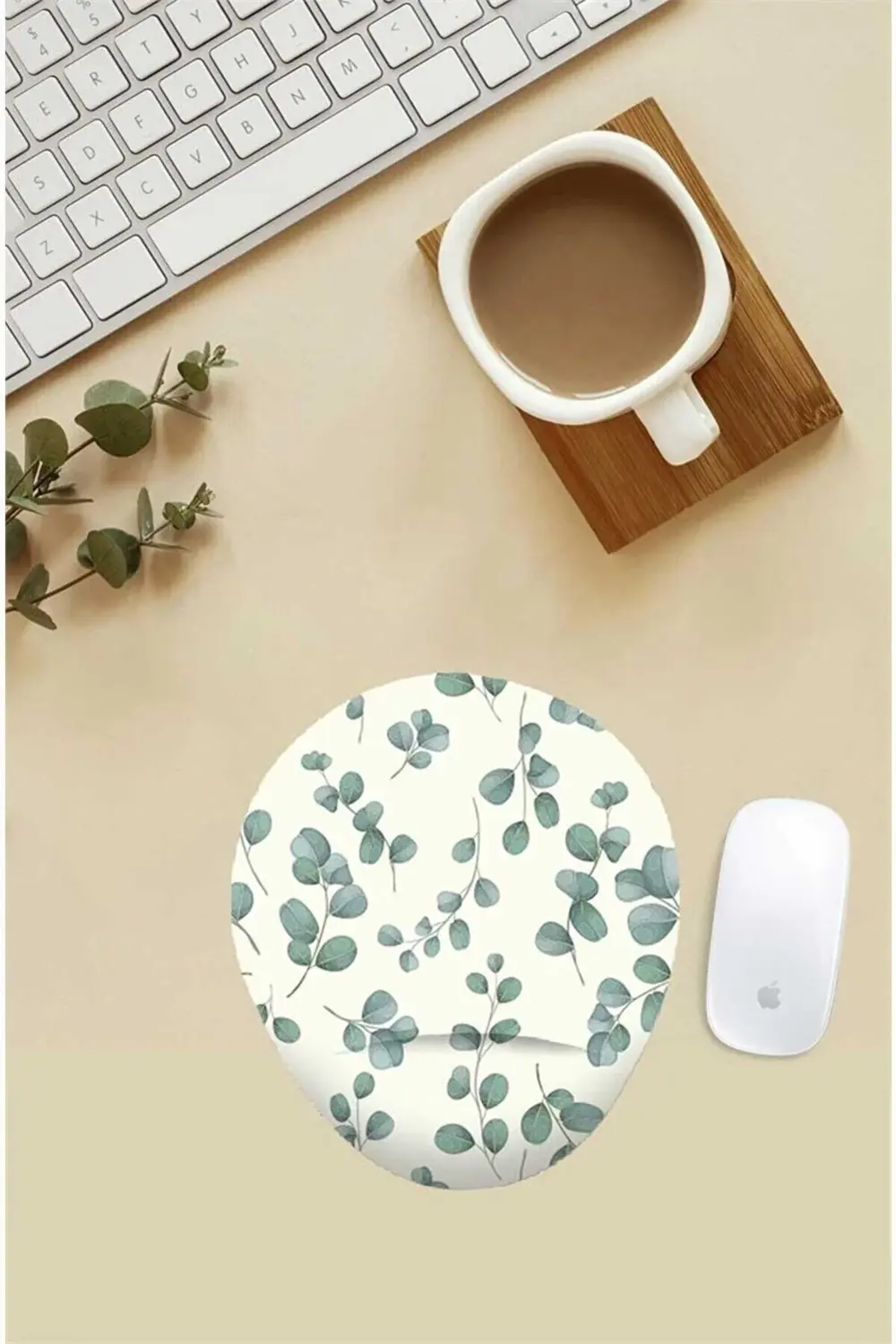 Yaprak Desenli Bilek Destekli Mouse Pad