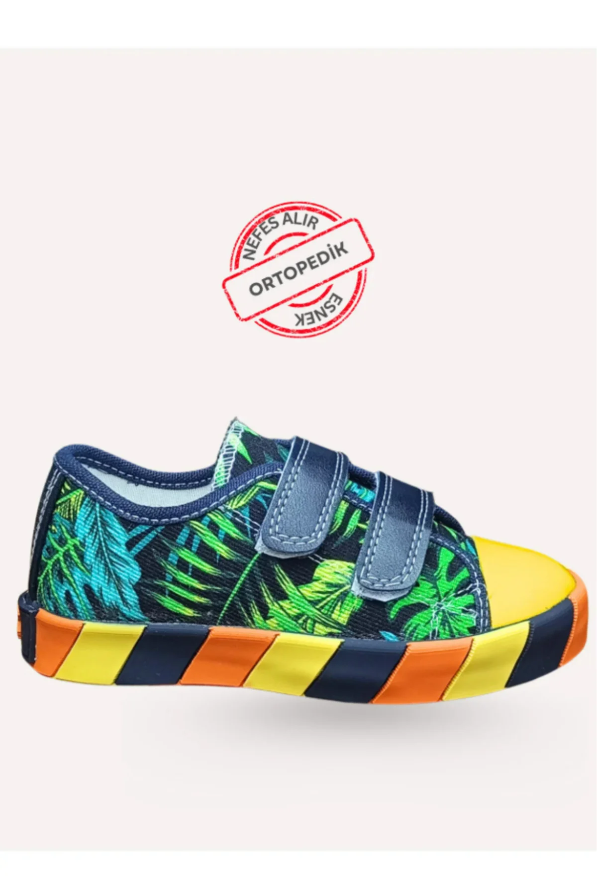 Yaprak Desenli Kanvas Yazlık Erkek Çocuk Sneaker