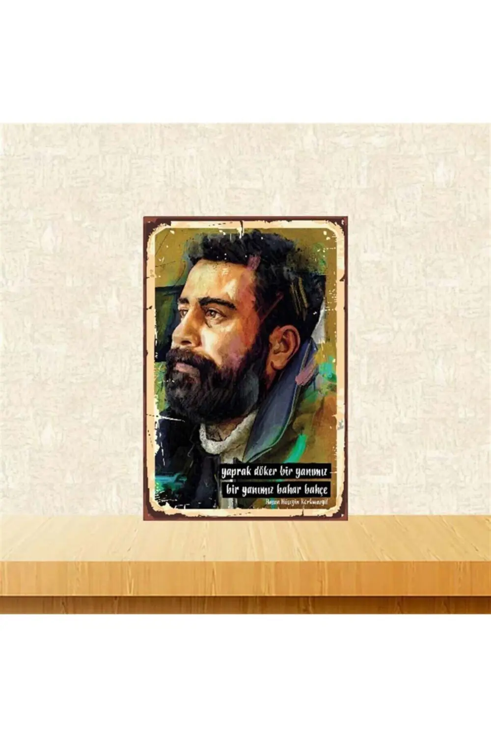 Yaprak Döker Bir Yanımız Ahmet Kaya 20-30 Cm Retro Ahşap Poster