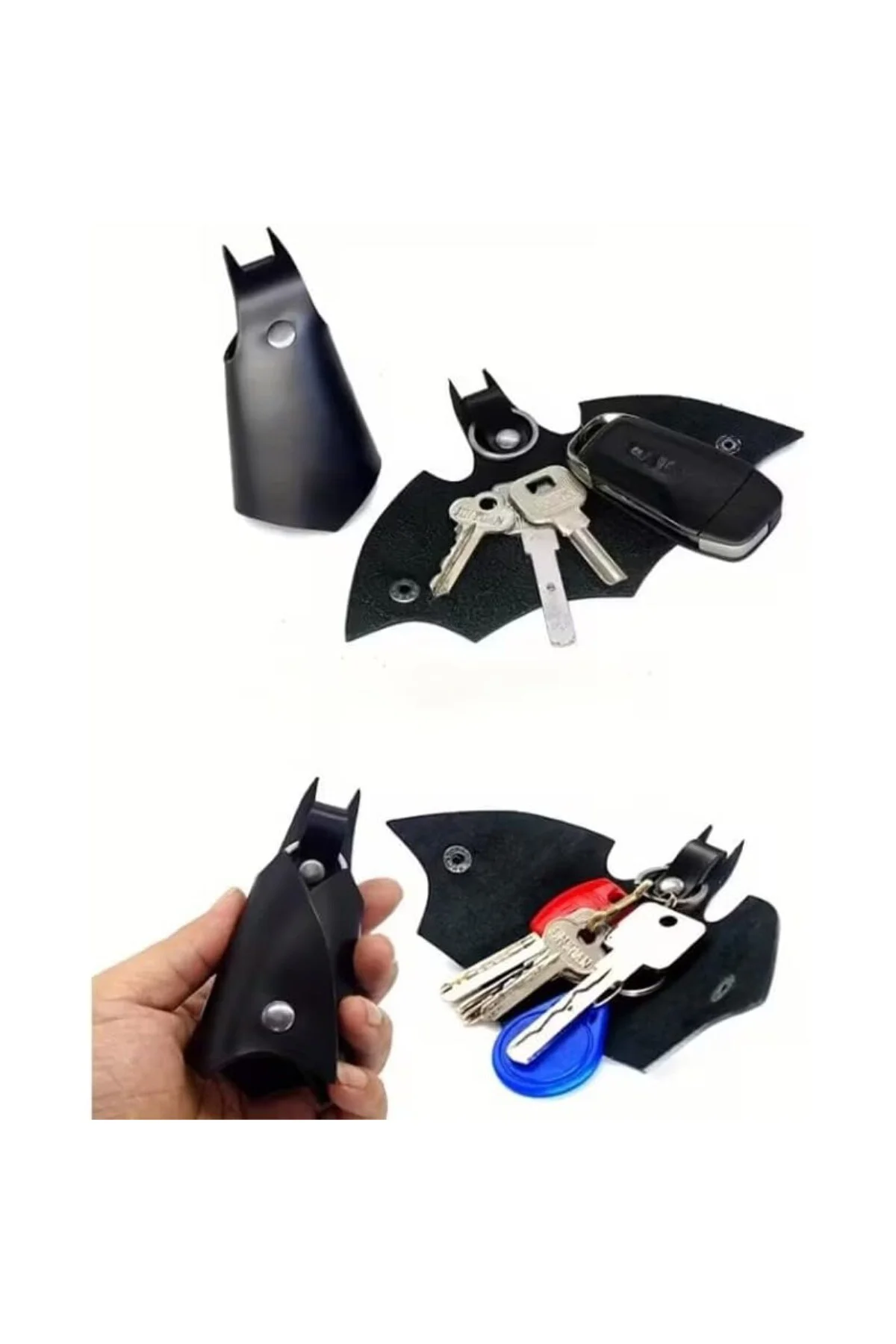 yarasa suni deri anahtar kılıfı, yarasa anahtarlık,Batman anahtar
