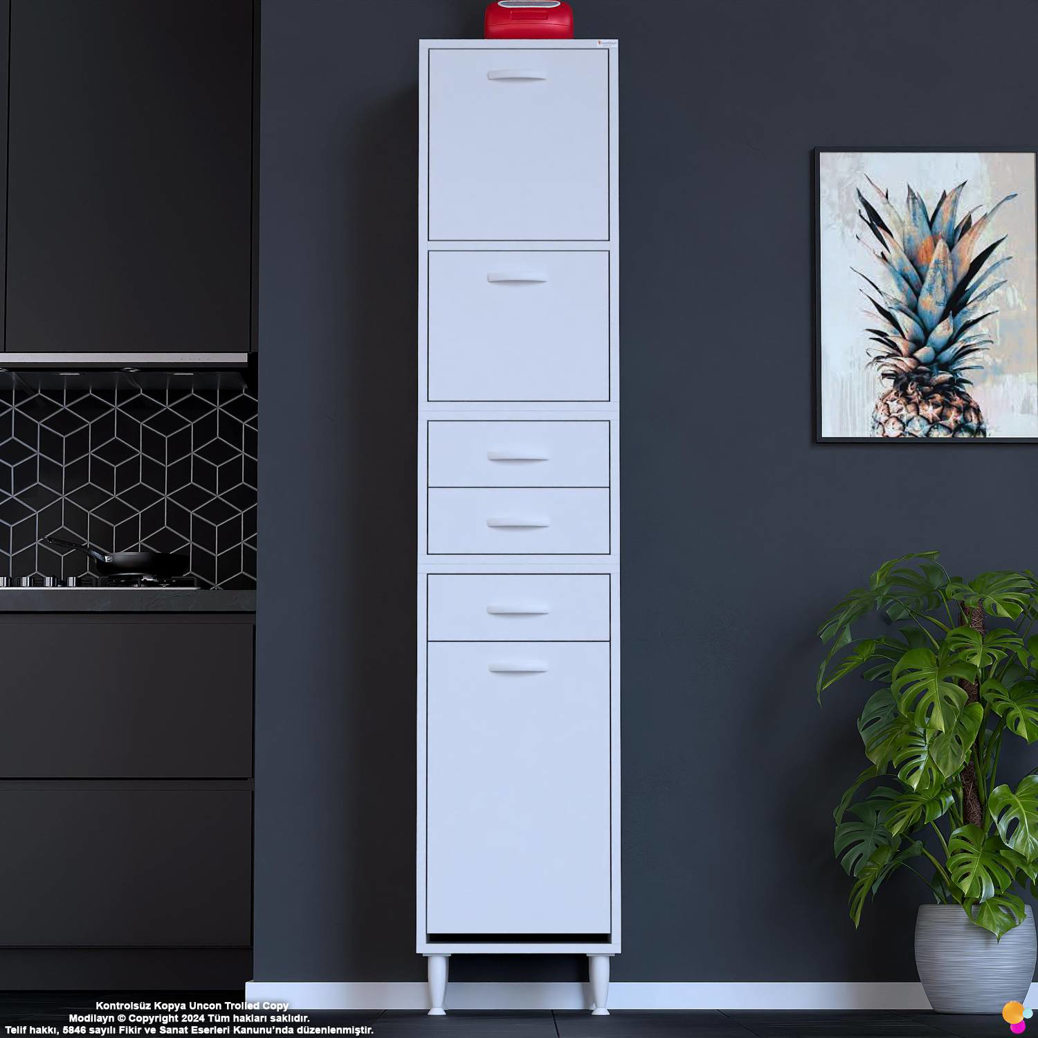 Yaren 45 cm Erzak Dolabı 2 Kapaklı 3 Çekmeceli Sepetli Çok Amaçlı Yaren 45 cm Erzak Dolabı 2 Kapaklı 3 Çekmeceli Sepetli Çok Amaçlı - Görsel 3