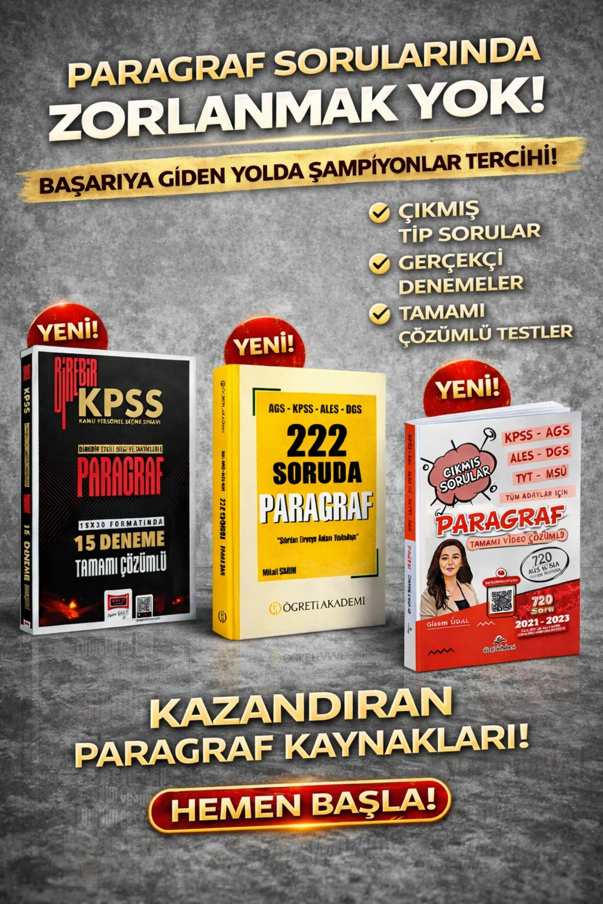 Yargı 2026 Birebir KPSS Paragraf 15 Deneme Sınavı & 222 Soruda Paragraf Öğreti Akademi & Dizgi Kitap