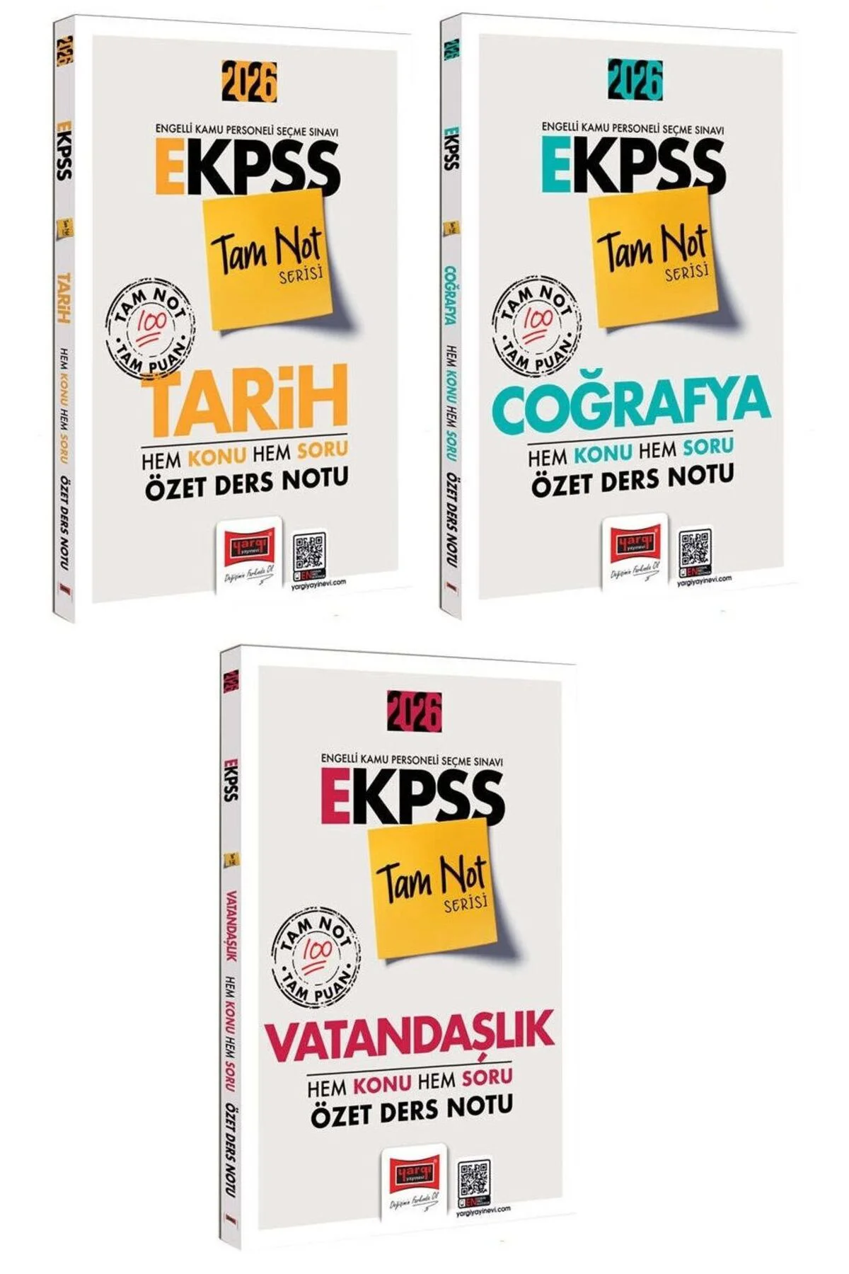 Yargı 2026 EKPSS Tarih + Coğrafya + Vatandaşlık + Türkçe Hem Konu Hem Soru Özet Ders Notu Tam Not Se