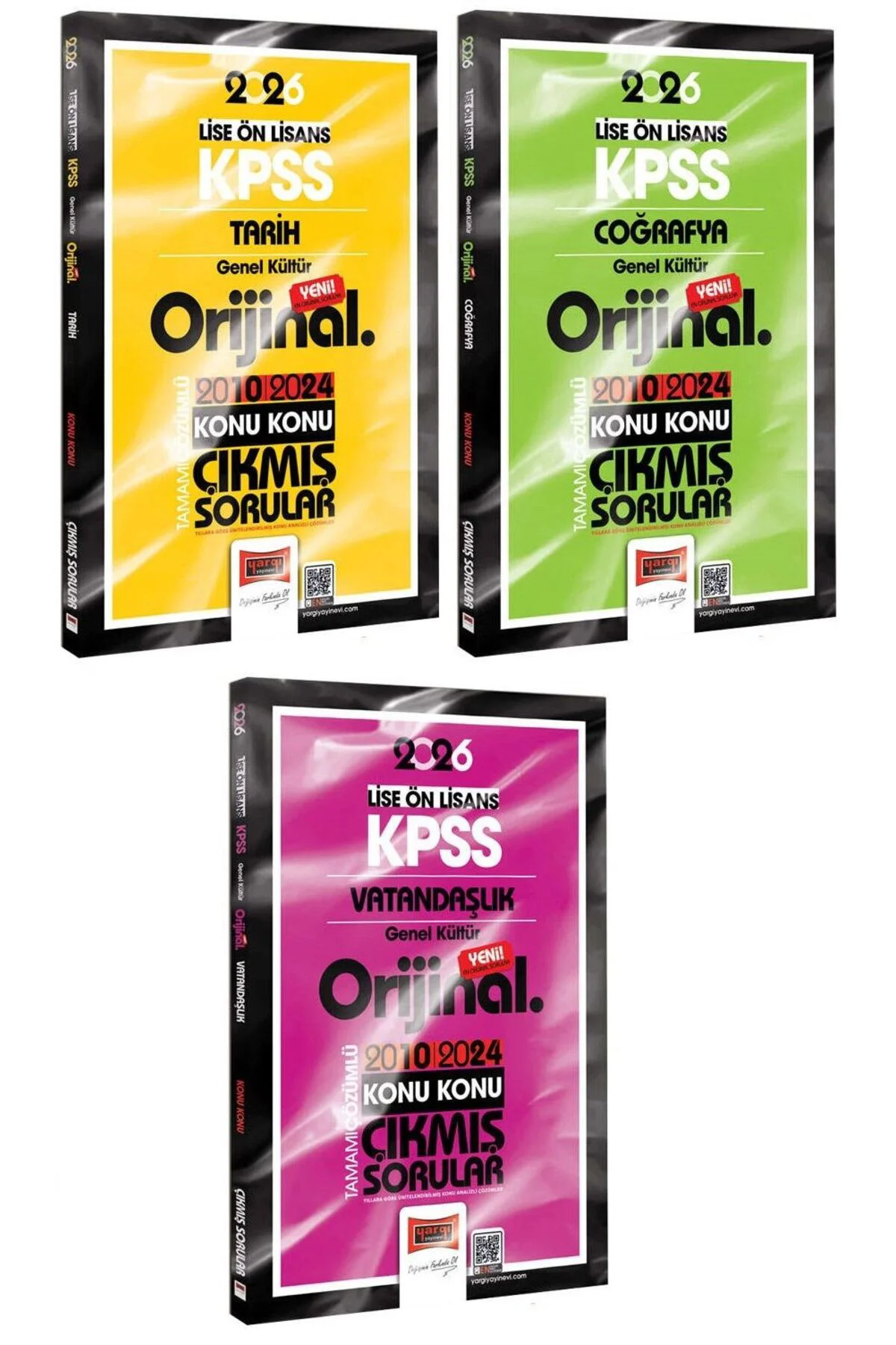 Yargı 2026 KPSS Lise Ön Lisans Tarih+Coğrafya+Vatandaşlık Orijinal Çıkmış Sorular 2010-2024 3 lü Set