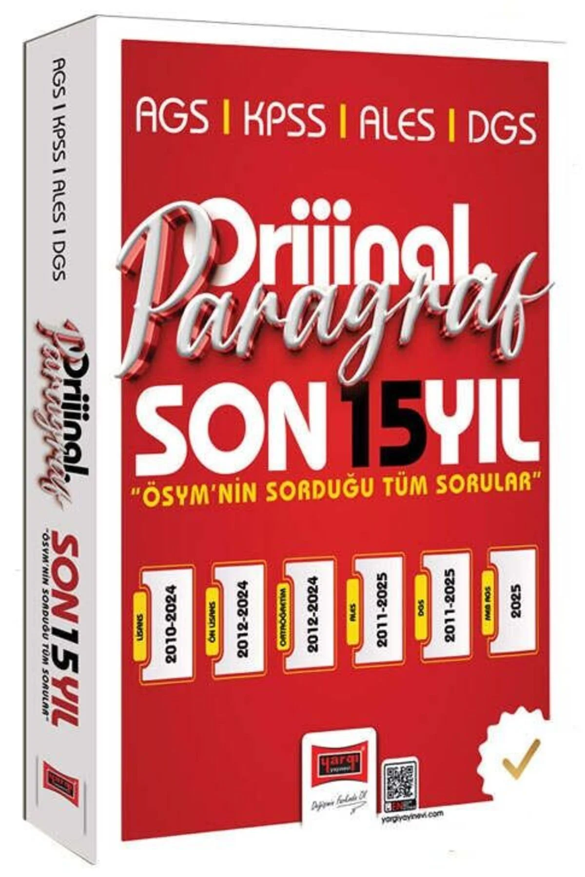 Yargı KPSS MEB-AGS ALES DGS Paragraf Orijinal Çıkmış Sorular Son 15 Yıl Çözümlü