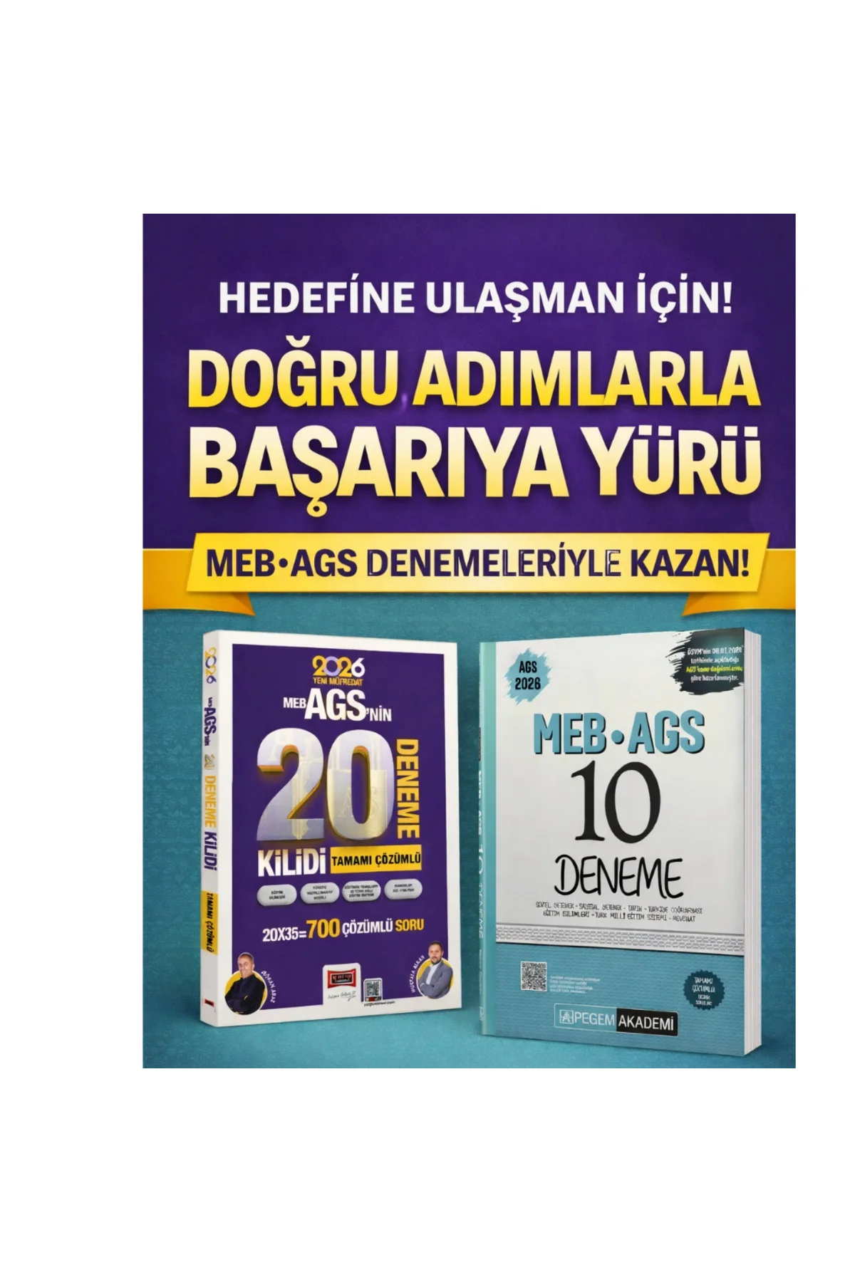 Yargı 2026 MEB-AGS Kilidi Tamamı Çözümlü 20 Deneme & 2026 MEB AGS 10 Deneme Pegem Seti