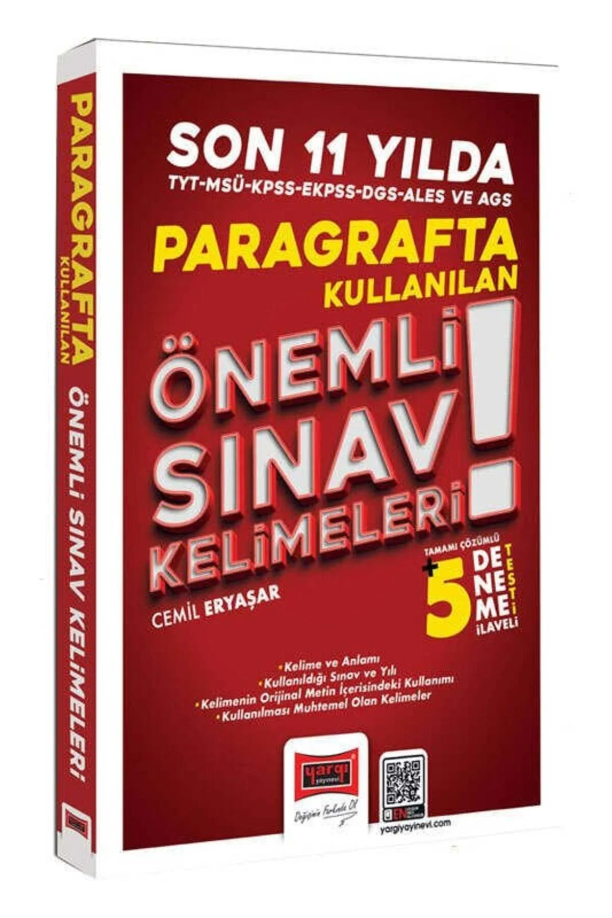 Yargı KPSS MEB-AGS EKPSS ALES DGS TYT MSÜ Paragrafta Son 11 Yılda Kullanılan Önemli Sınav Kelimeleri (5 Deneme İlaveli) - Cemil Eryaşar