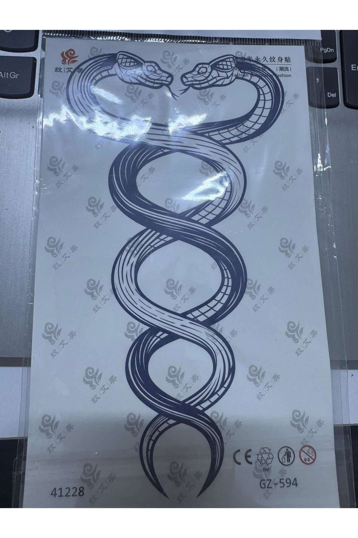 YARI KALICI ( MİN 15 GÜN MAX 1 AY) ÇİFT YILAN FİGÜRLÜ TATTOO DÖVM