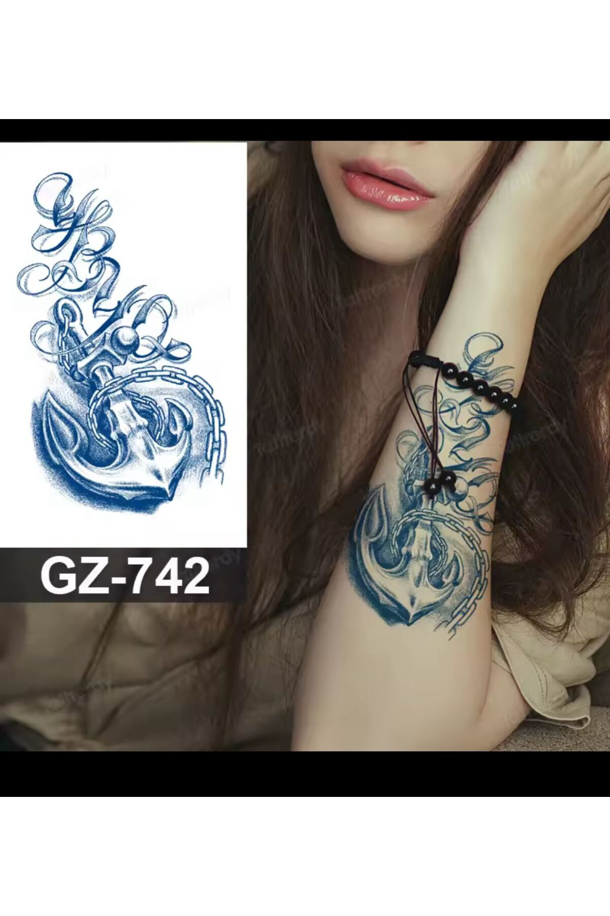 Arescollection Yari Kalici ( Min 15 Gün Max 1 Ay) Çapa Figürlü Tattoo Dövme