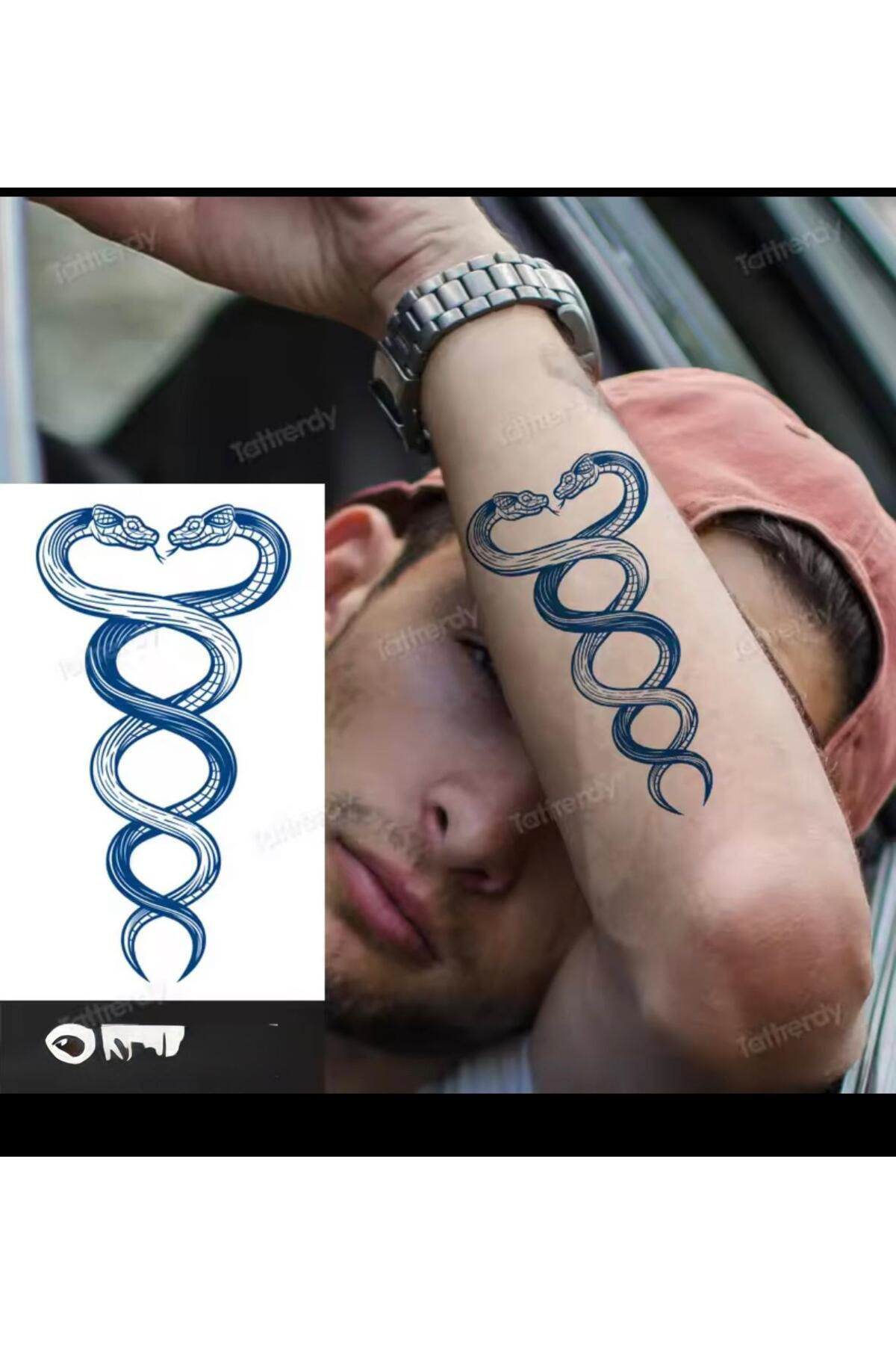 YARI KALICI ( MİN 15 GÜN MAX 1 AY) ÇİFT YILAN FİGÜRLÜ TATTOO DÖVM