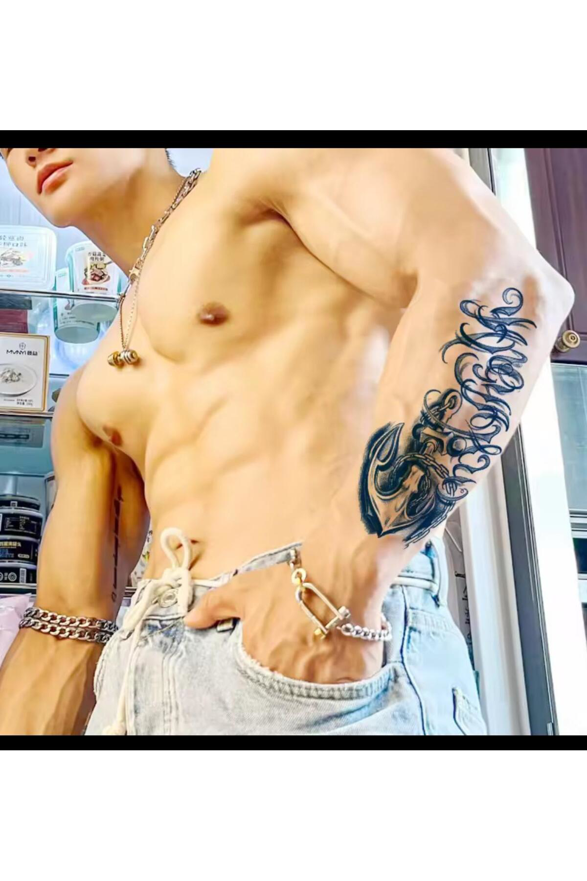 Arescollection Yari Kalici ( Min 15 Gün Max 1 Ay) Çapa Figürlü Tattoo Dövme