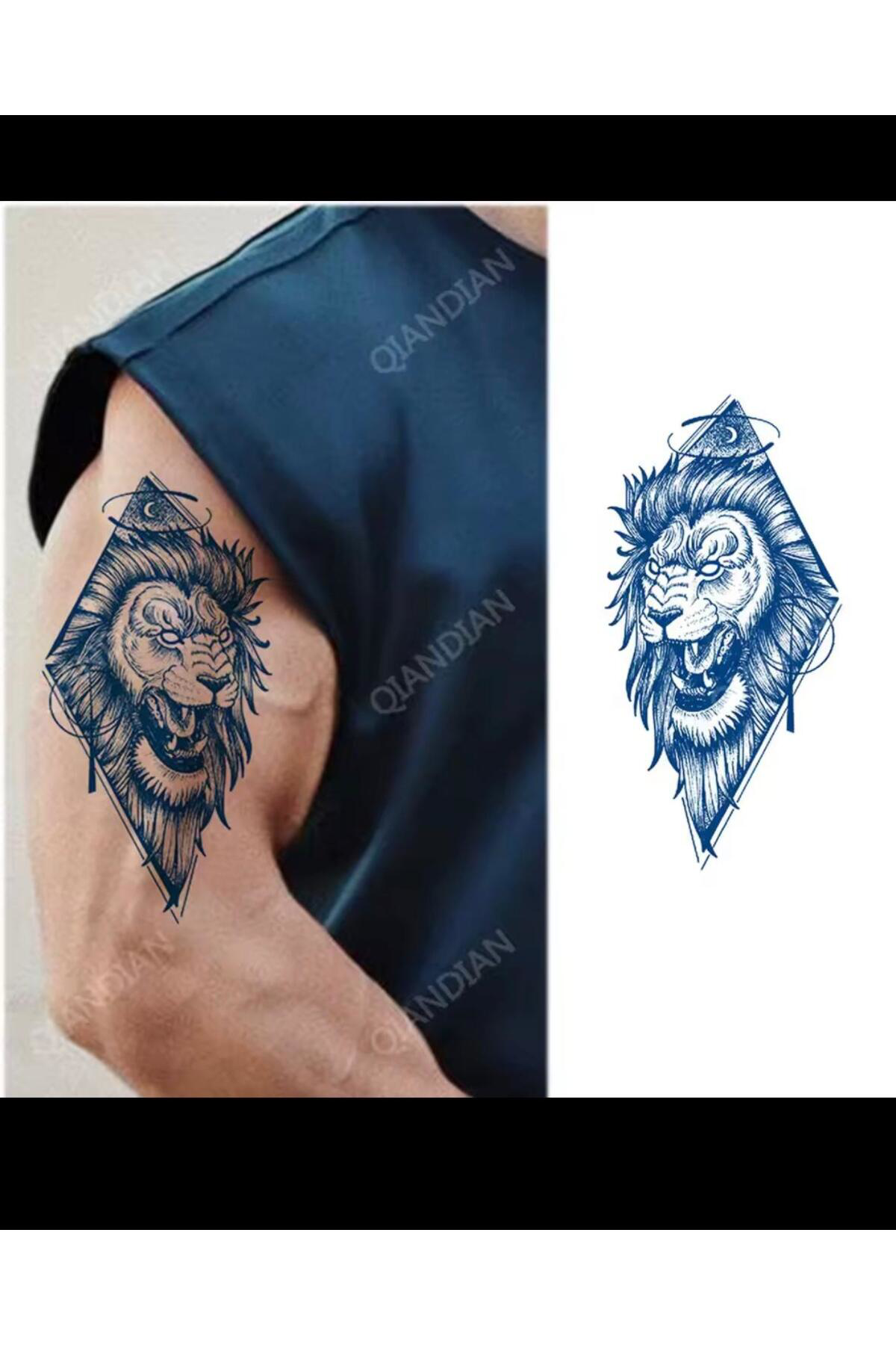 Arescollection Yari Kalici ( Min 15 Gün Max 1 Ay) Aslan Figürlü Tattoo Dövme