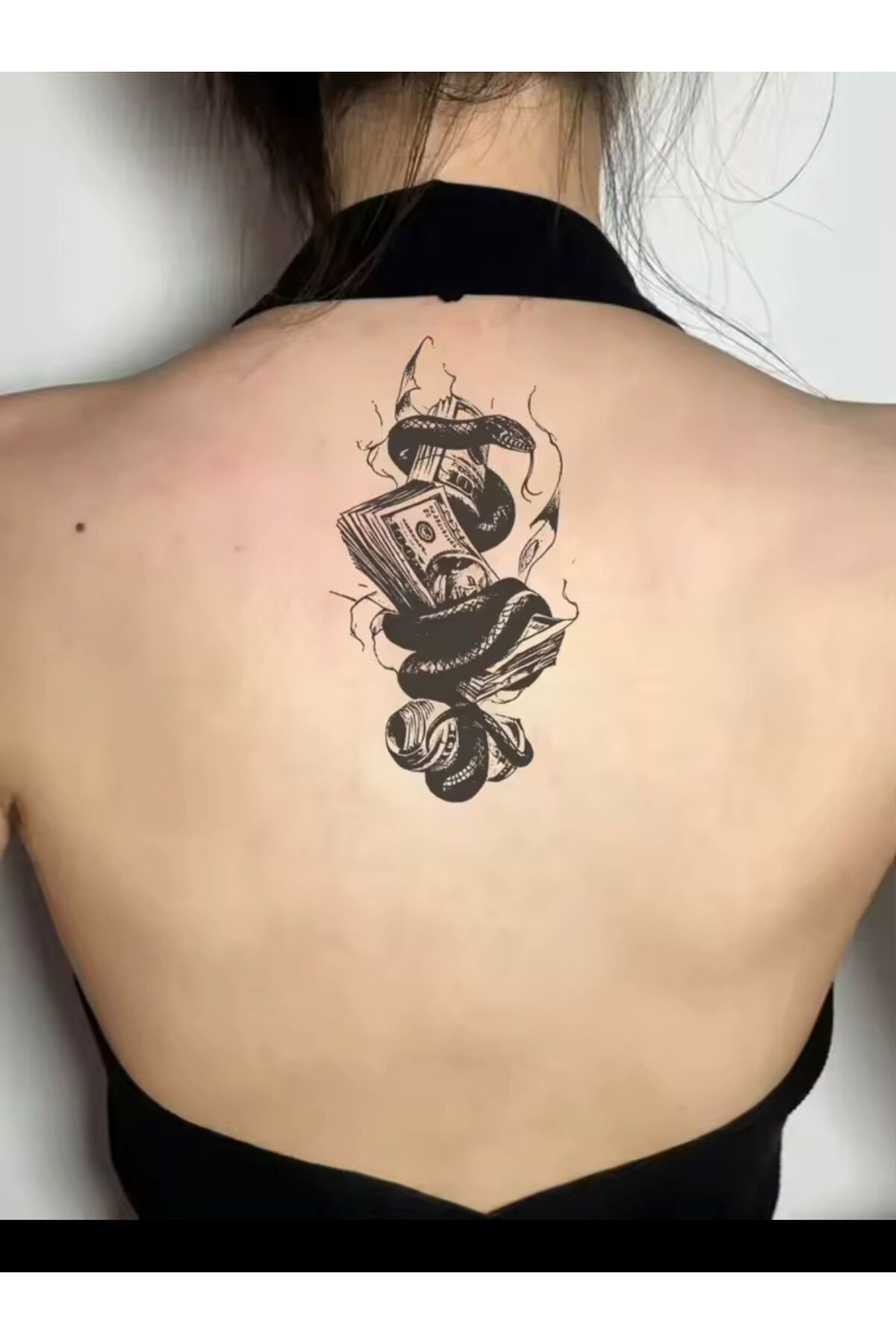YARI KALICI ( MİN 15 GÜN MAX 1 AY) yılan ve dolar FİGÜRLÜ TATTOO 