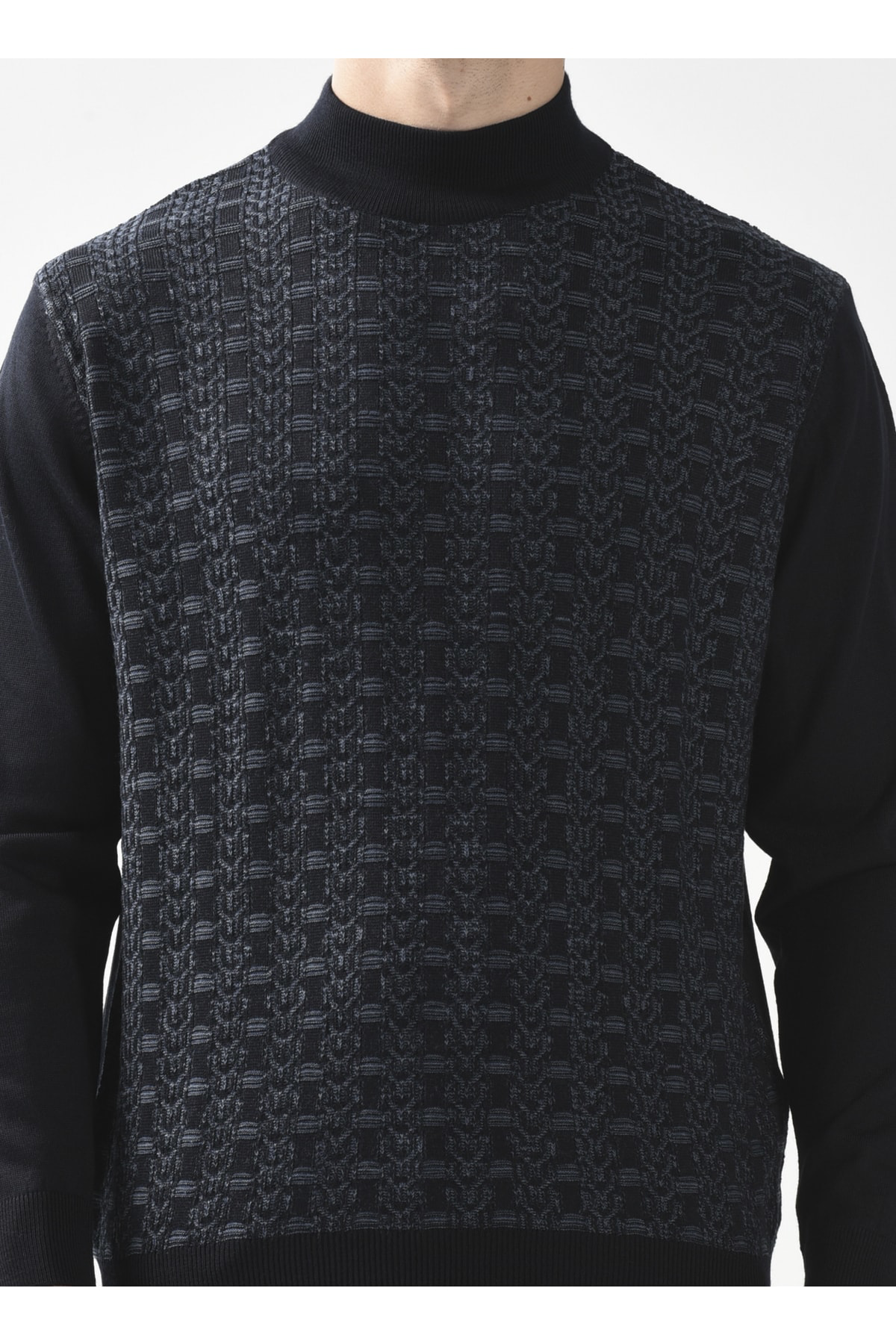 Süvari Yarım Balıkçı Yaka Armürlü Lacivert Erkek Kazak Tr2013700248