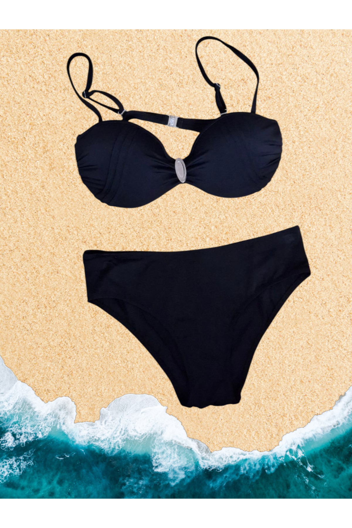 Sunsurf Yarim Dolgulu Kadin Bikini Takimi Siyah