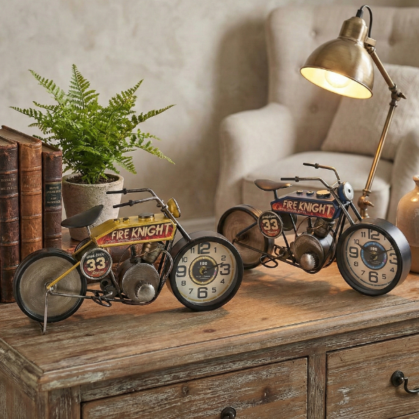Yarış Motoru Tasarımlı Dekoratif Masaüstü Saat