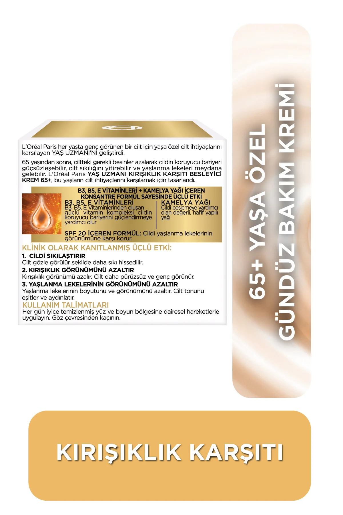 Yaş Uzmanı 65+ B3 B5 E Vitaminli Kırışıklık Karşıtı Besleyici SPF30 Gündüz Kremi 50 ml Yaş Uzmanı 65+ B3 B5 E Vitaminli Kırışıklık Karşıtı Besleyici SPF30 Gündüz Kremi 50 ml