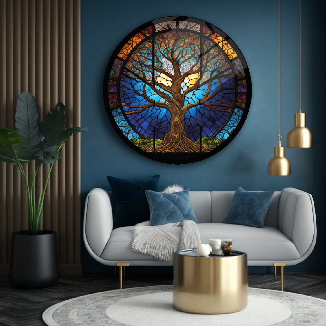 Yaşam Ağacı Vitray Yuvarlak Cam Tablo | Hediyelik, Dekoratif, Ofi Yaşam Ağacı Vitray Yuvarlak Cam Tablo | Hediyelik, Dekoratif, Ofi