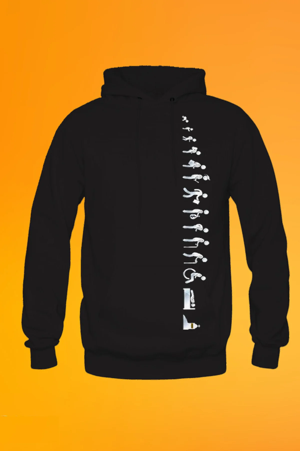 Yaşam Baskılı Siyah Unisex Kanguru Cep Kapüşonlu Sweatshirt