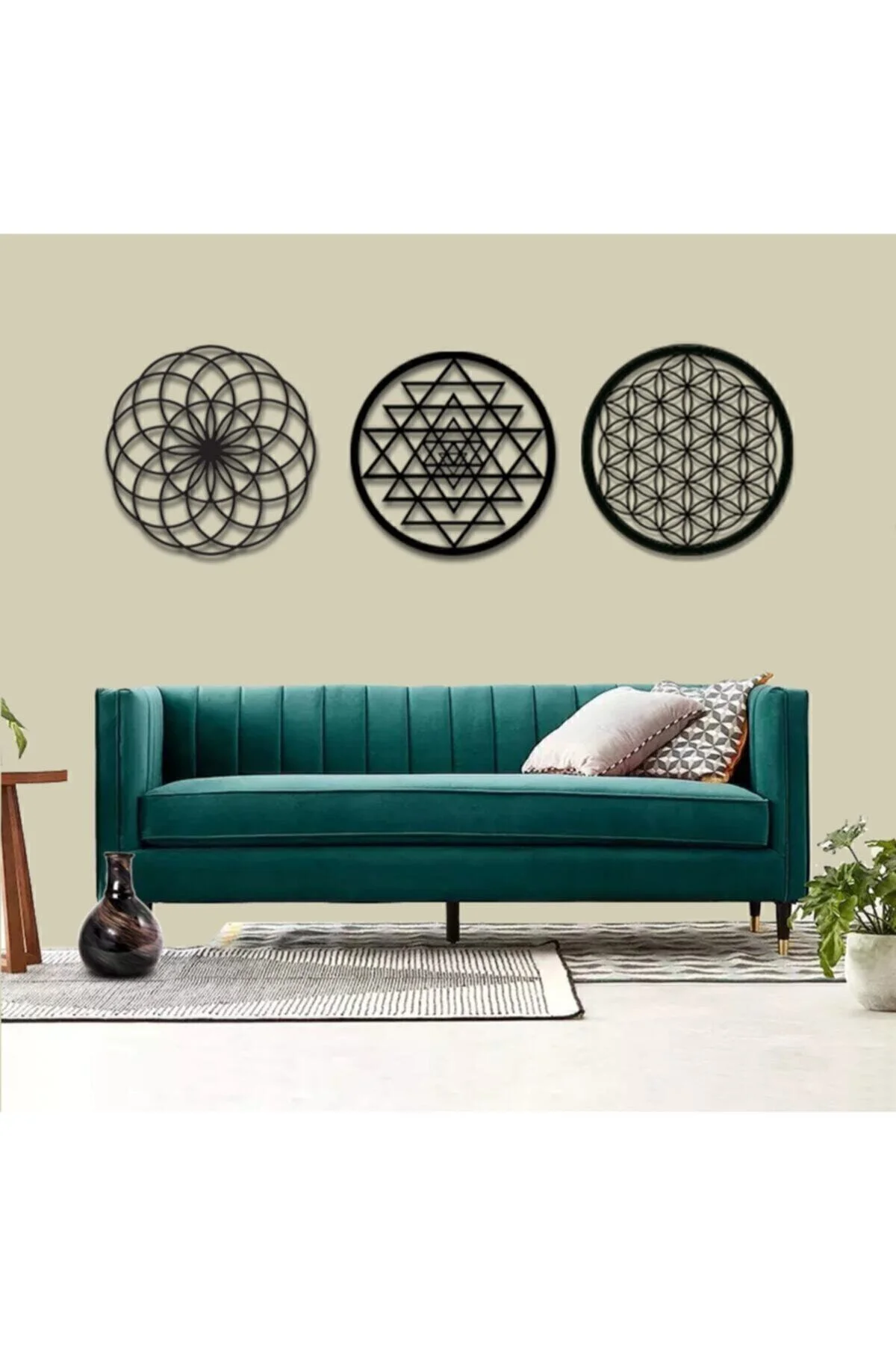 Yaşam Çiçeği Sri Yantra Ve Torus 3'lü Set Duvar Tablosu