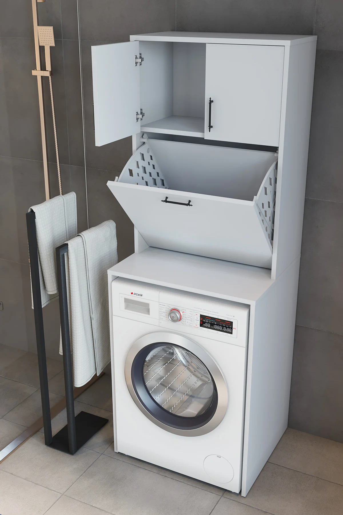 Yasemin Kirli Çamaşır Sepetli Çamaşır Makinesi Dolabı