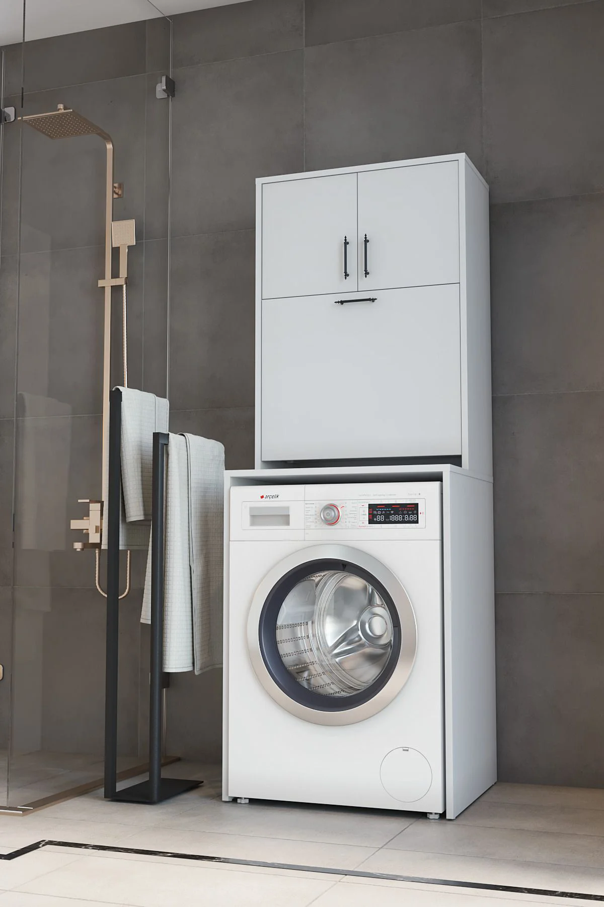 Yasemin Kirli Çamaşır Sepetli Çamaşır Makinesi Dolabı