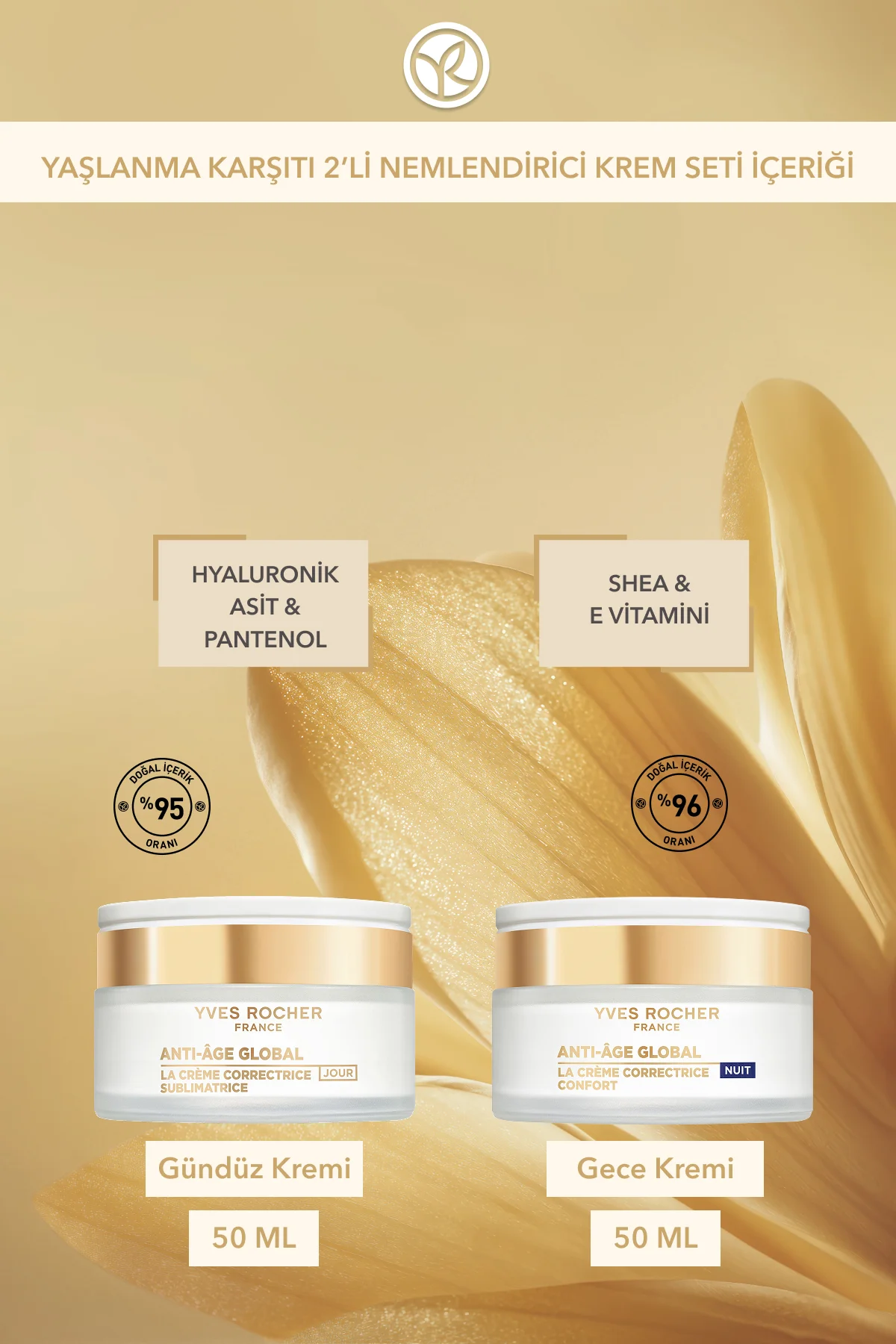Yaşlanma Karşıt 2'li Nemlendirici Krem Seti- Gündüz Kremi 50 ml &