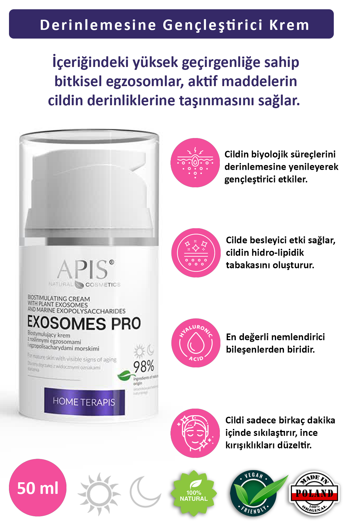 Apis Natural Cosmetics Yaşlanma Karşıtı Ev Terapist Bitkisel Egzosom İçeren Krem 50Ml