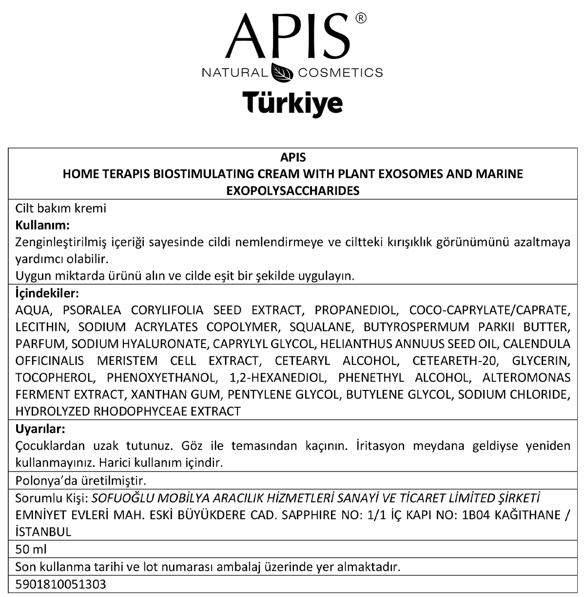 Apis Natural Cosmetics Yaşlanma Karşıtı Ev Terapist Bitkisel Egzosom İçeren Krem 50Ml