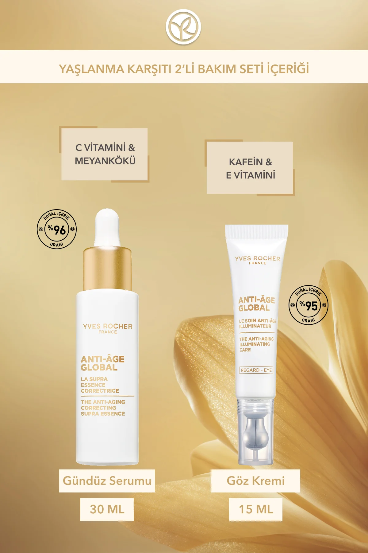 Yaşlanma Karşıtı 2 'li Bakım Seti- Gündüz Serumu 30 ml& Göz Kremi