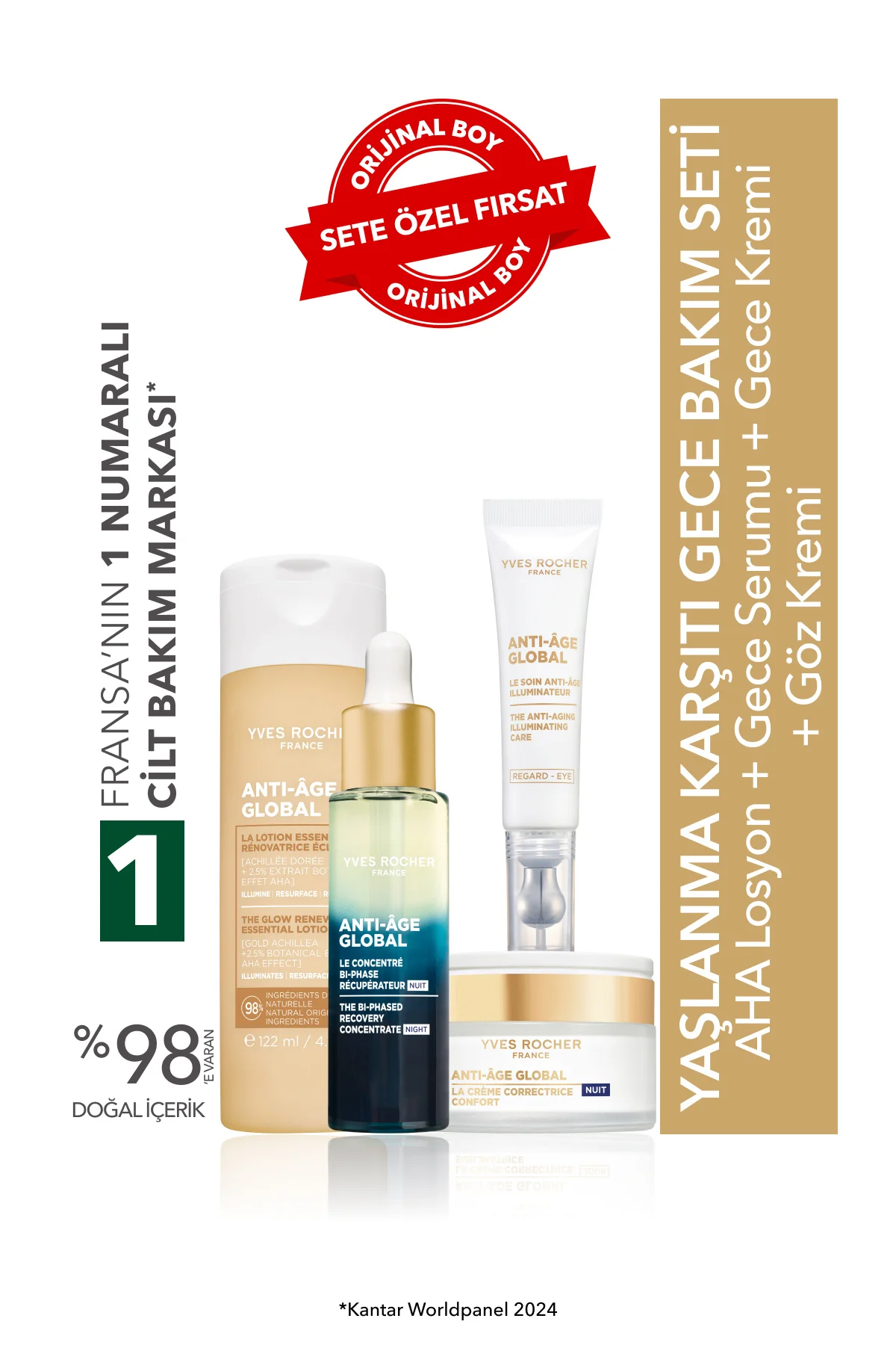 Yaşlanma Karşıtı Gece Bakım Seti- Gece Serumu 30ml&Gece Kremi 50m
