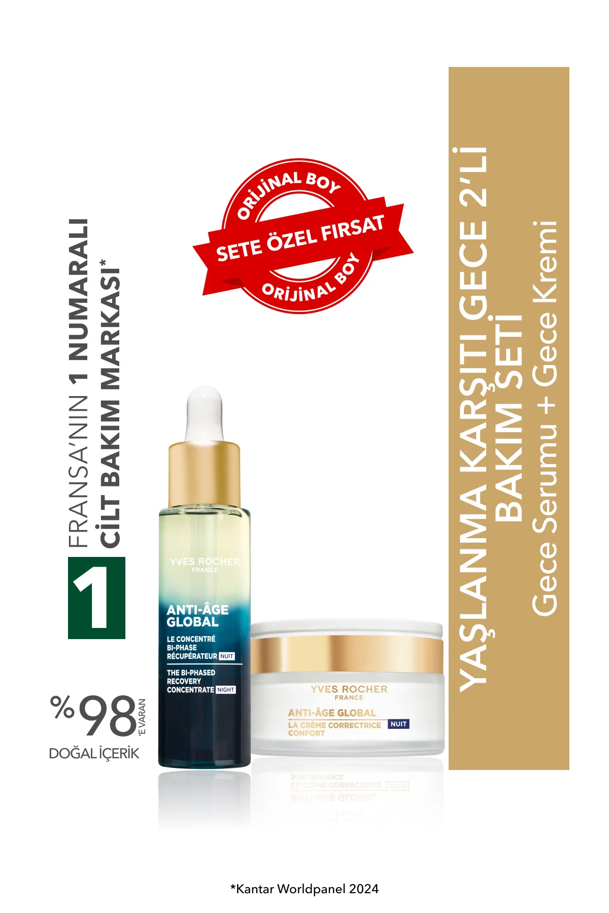 Yaşlanma Karşıtı Gece 2'li Bakım Seti -Gece Serumu 30ml & Gece Kr