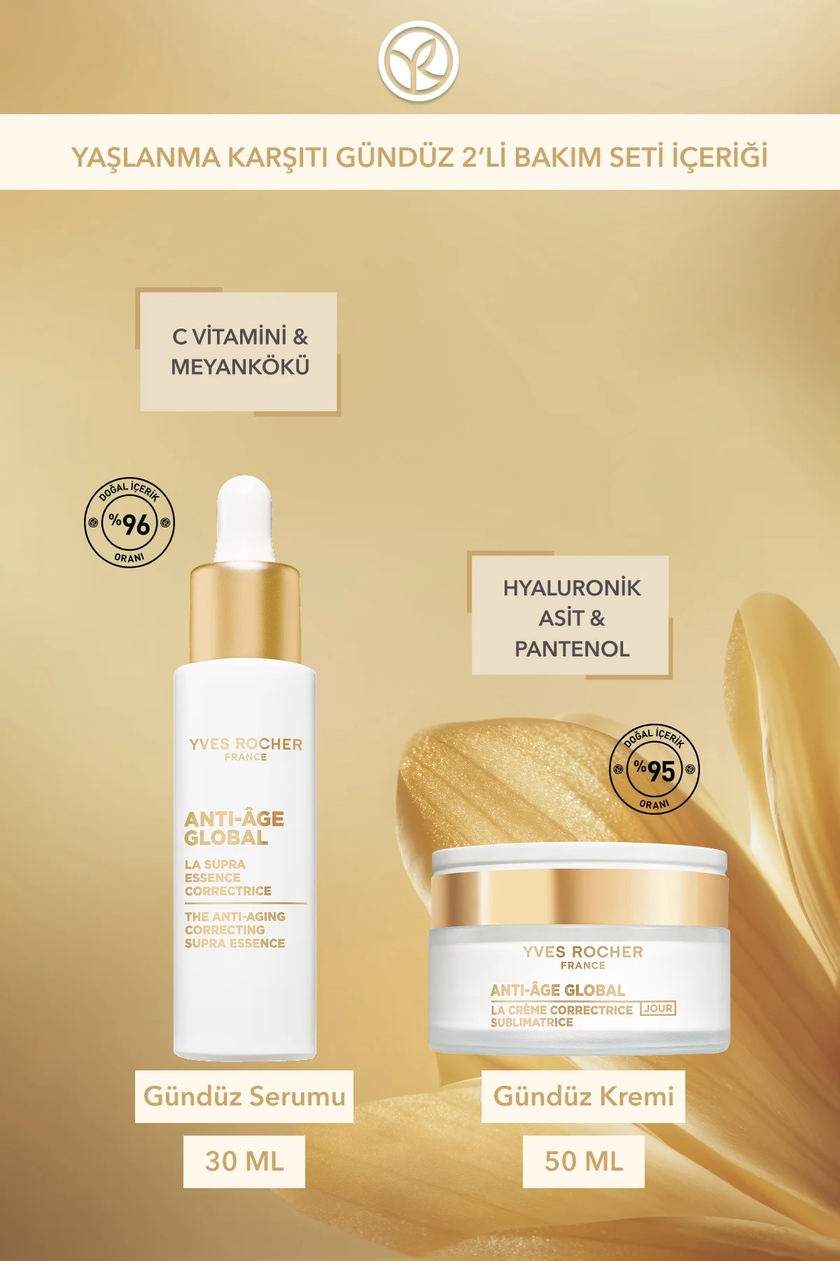 Yaşlanma Karşıtı Gündüz 2'li Bakım Seti- Gündüz Serumu 30 ml& Gün