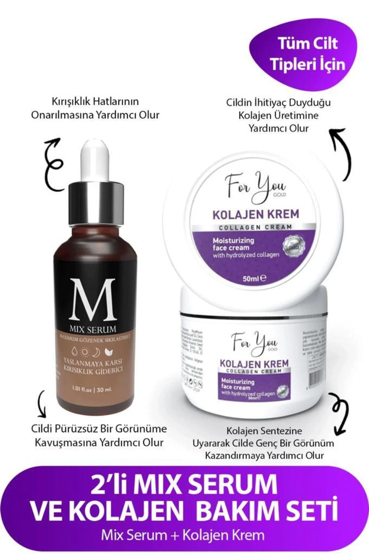 Yaşlanma Karşıtı Kolejen Krem & Maxımum Gözenek Sıkılaştırıcı Mix Serum Yaşlanma Karşıtı Kolejen Krem & Maxımum Gözenek Sıkılaştırıcı Mix Serum