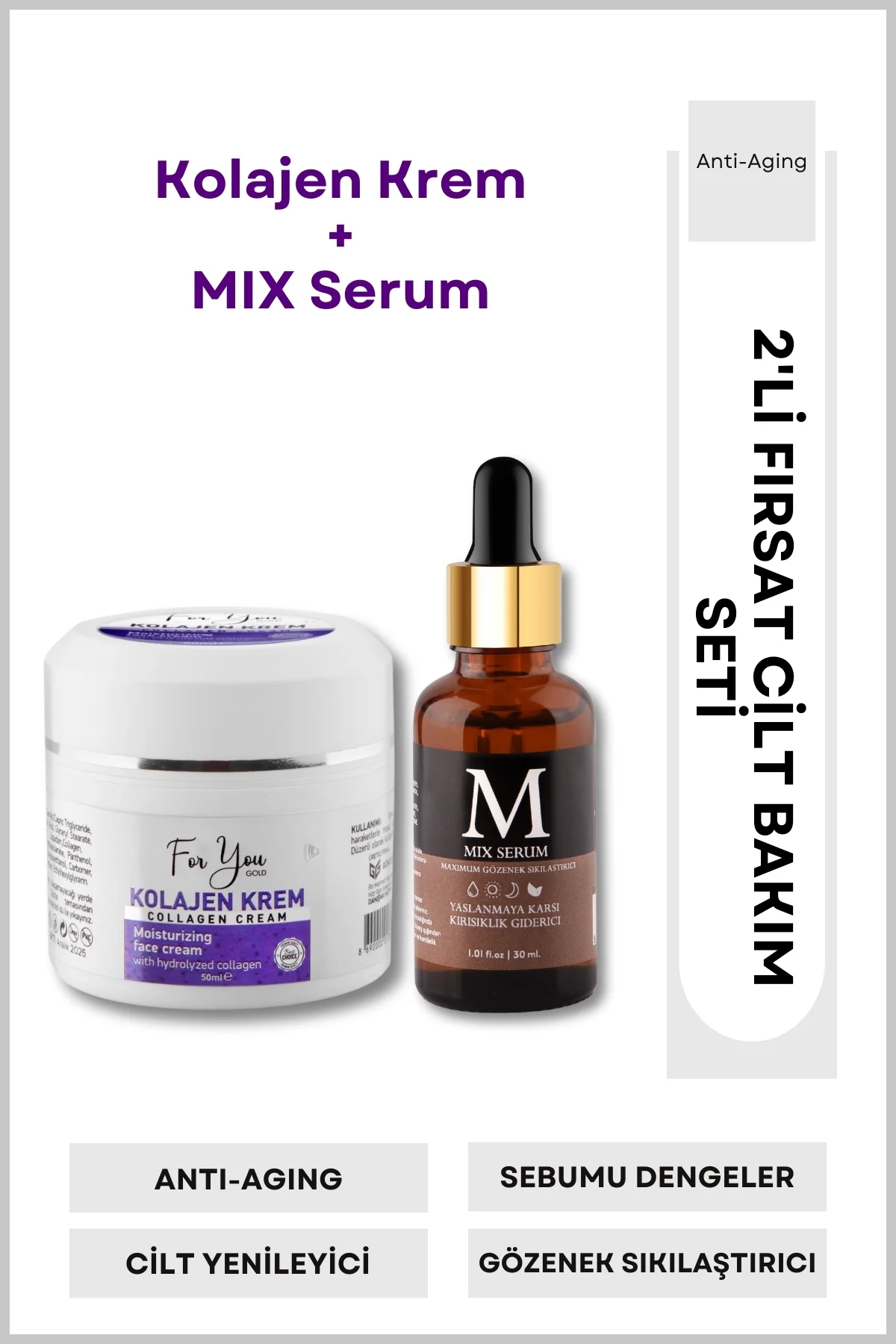 Yaşlanma Karşıtı Kolejen Krem & Maxımum Gözenek Sıkılaştırıcı Mix Serum Yaşlanma Karşıtı Kolejen Krem & Maxımum Gözenek Sıkılaştırıcı Mix Serum